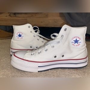Women’s white high top converse 8.5